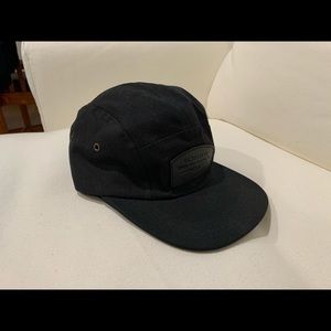 Filson 5 Panel Black Hat W/ Leather logo